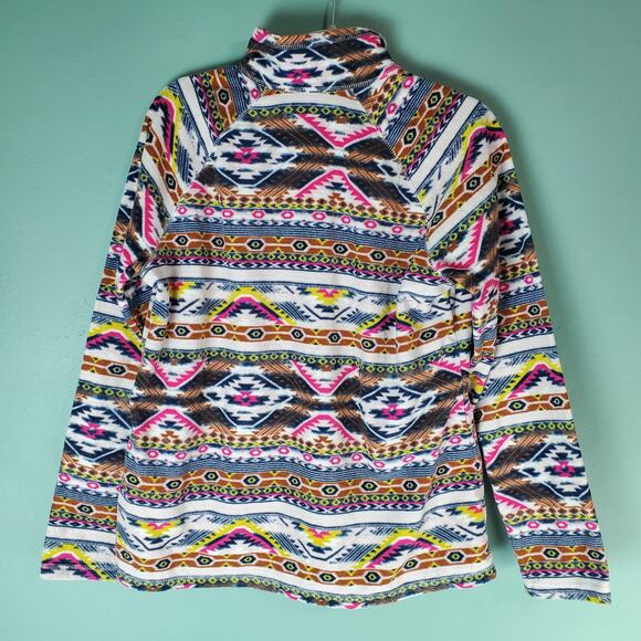 Eddie Bauer Womens Colorful Aztec Southwestern Quarter Zip Quest Fleece Size L - Picture 2 of 6